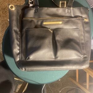 Steve Madden Black Shoulder Bag with Gold Accents